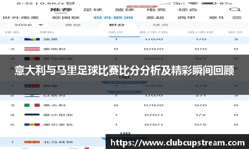 意大利与马里足球比赛比分分析及精彩瞬间回顾